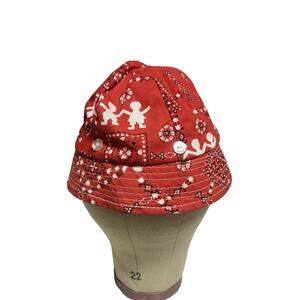 Vtg Red White Bandana Youth / Kids Kmart Bucket Hat Sz XS